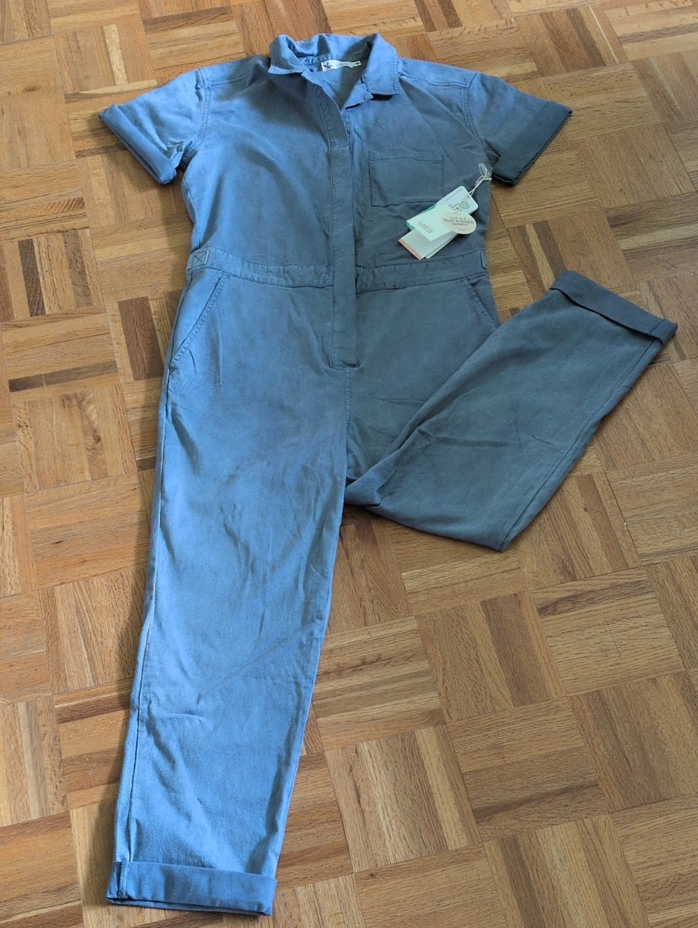 Carve Designs Short-Sleeve Utility Jumpsuit in Slate
